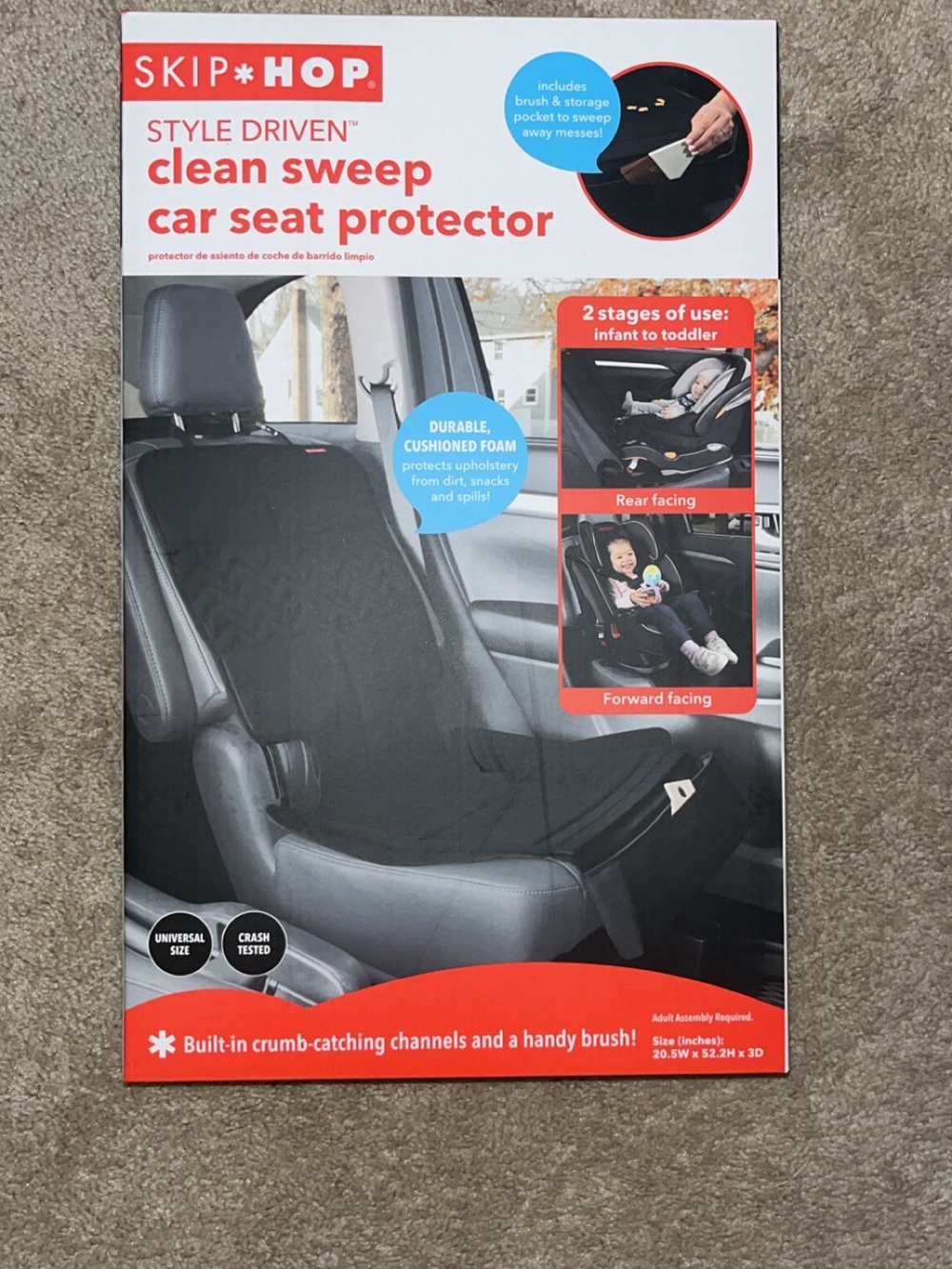 Skip Hop Black Clean Sweep Car Seat Protector with Brush